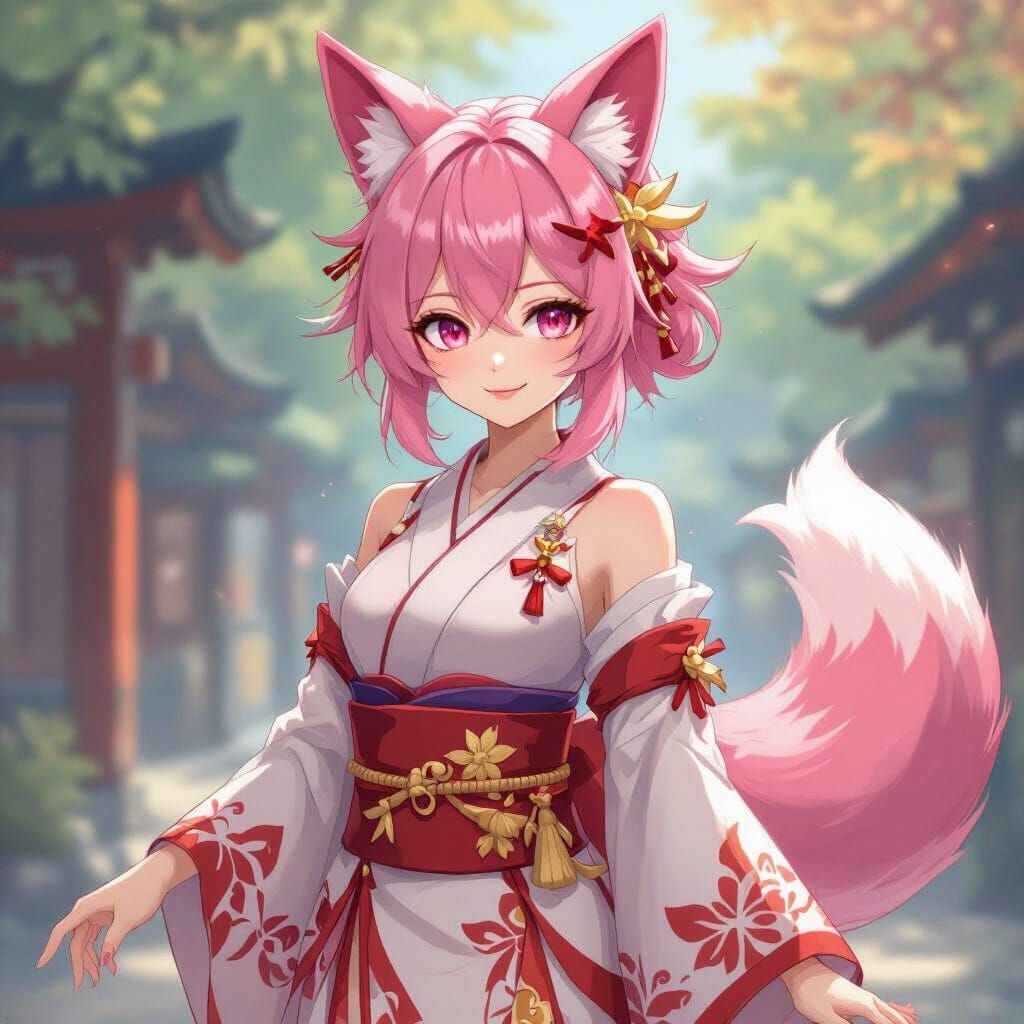 Genshin Impact Yae Miko Anime Style Portrait