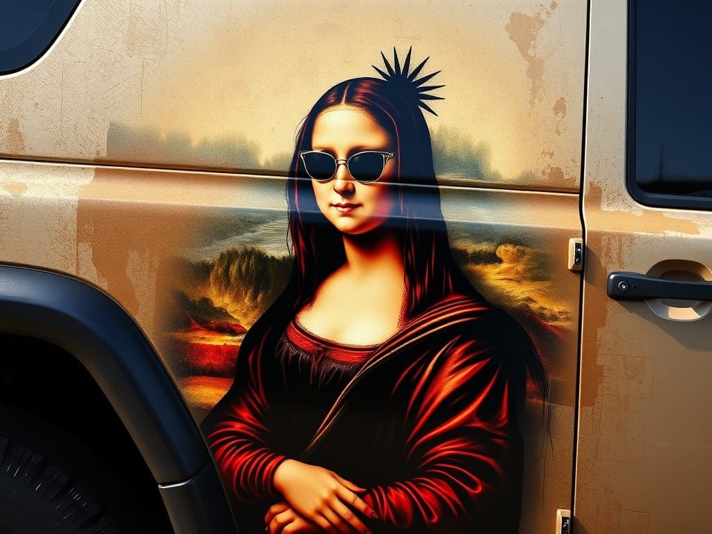 Punk Mona Lisa Aerography on Car