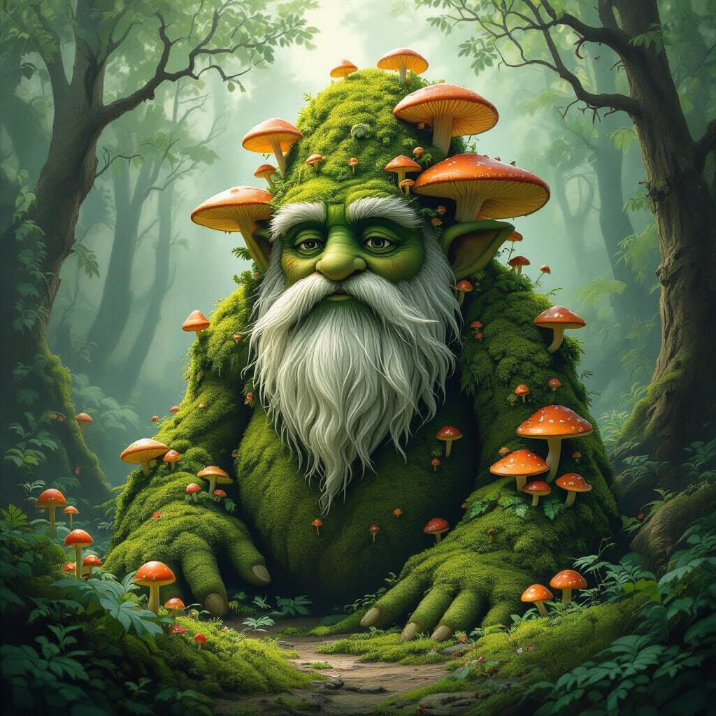 Moss Giant in Emerald Forest: Dreamlike Surrealism