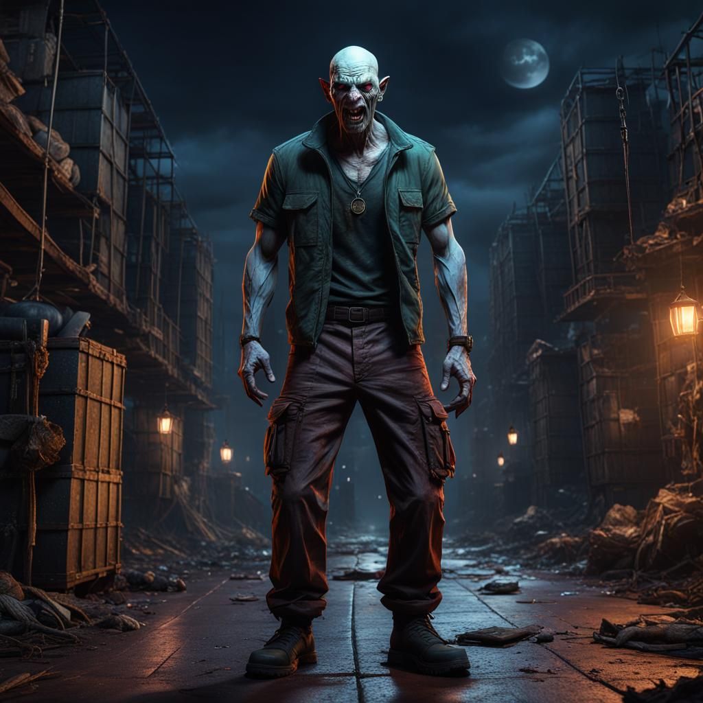 Monstrous Vampire in the Night: Detailed Matte Painting