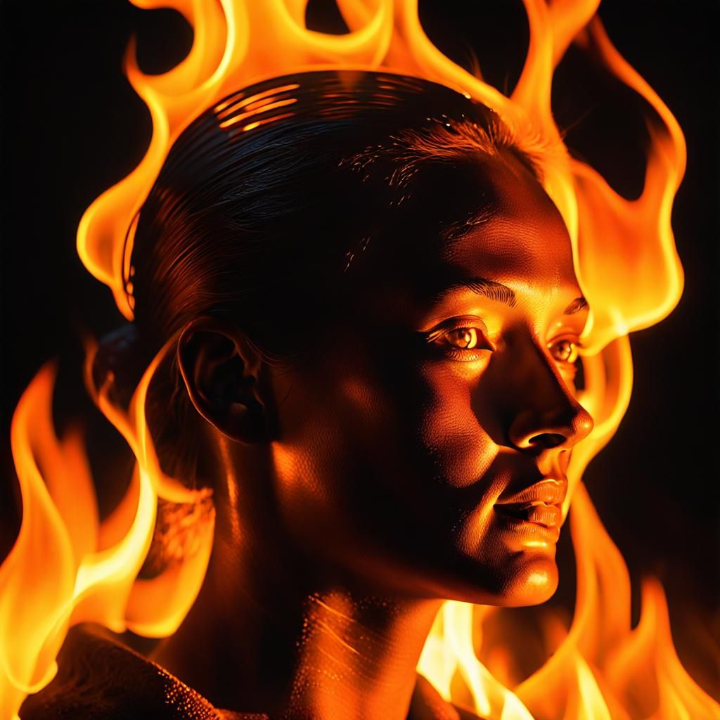 Dramatic Realism: Female Figure in Brazier Flames