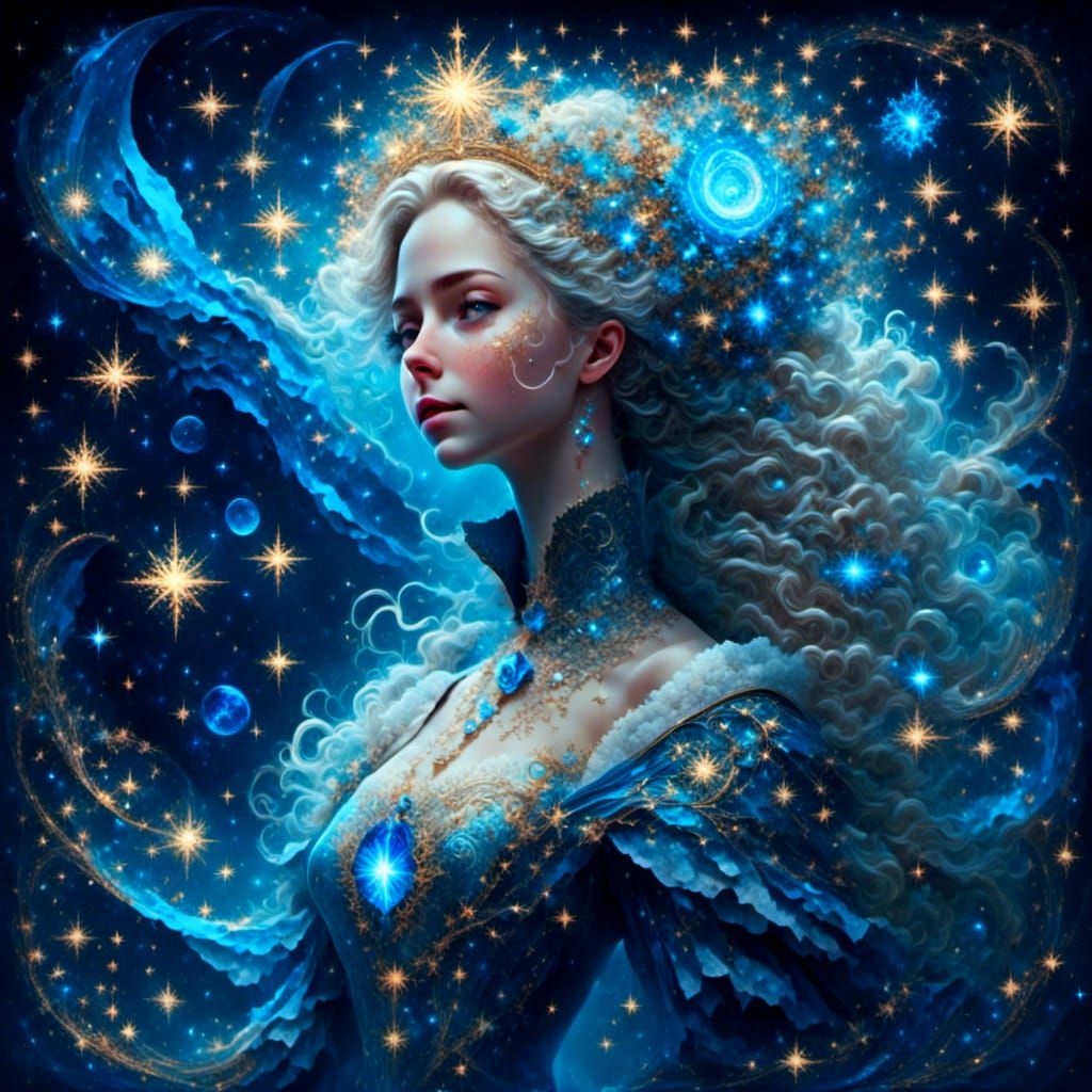 Elizabethan Maiden in Blue: Hyperrealistic Pinterest Art