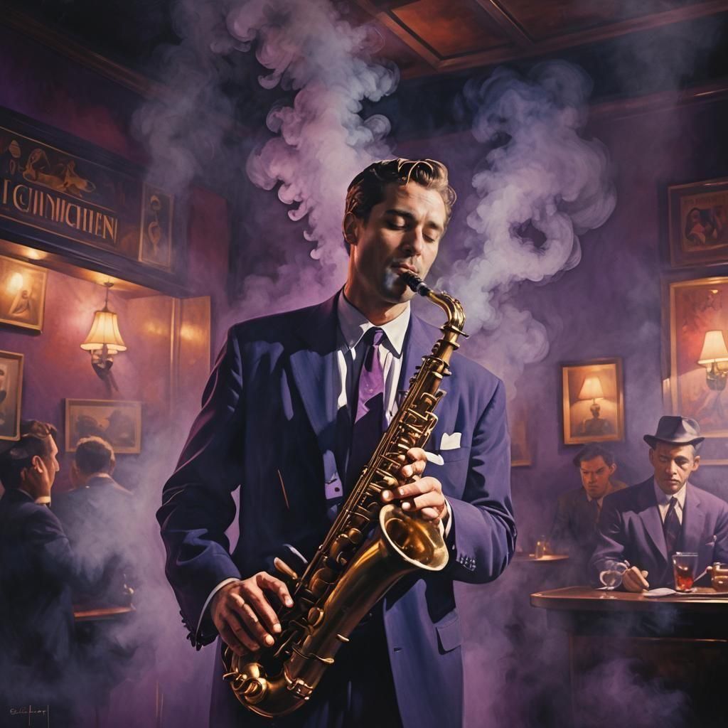 Smoky Saxophone Serenade in a Bar