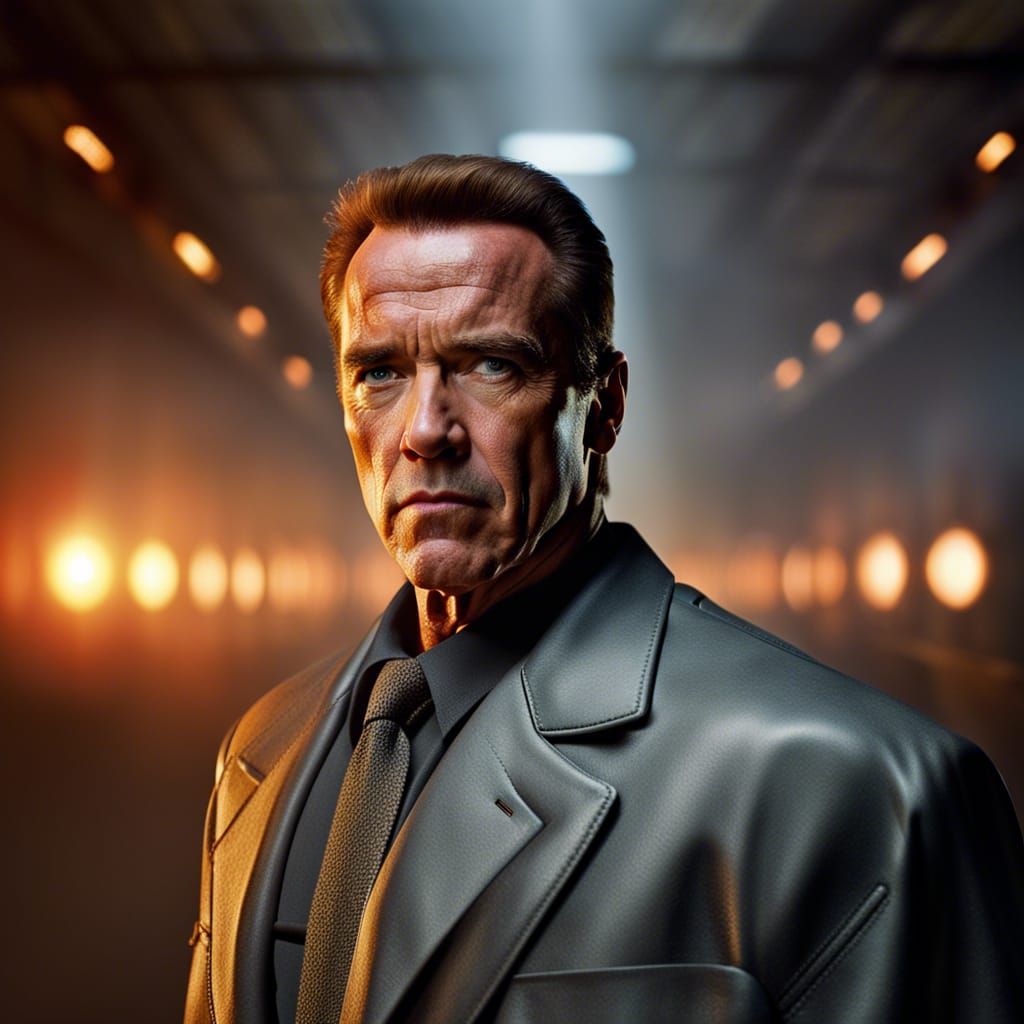 Arnold Schwarzenegger as Terminator: Hyperrealistic Portrait