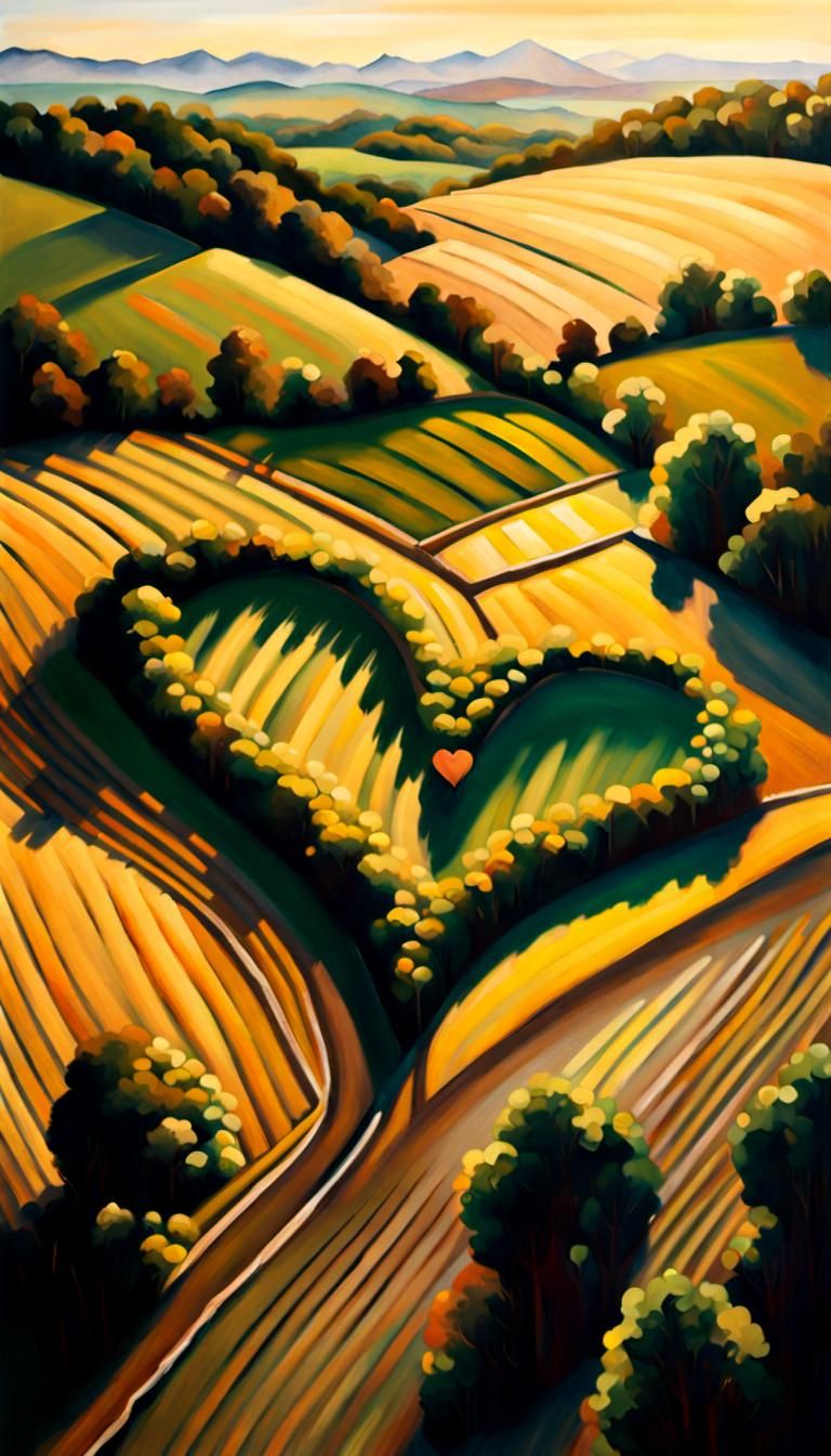 Heart-Shaped Crops in Coffee Farm Landscape