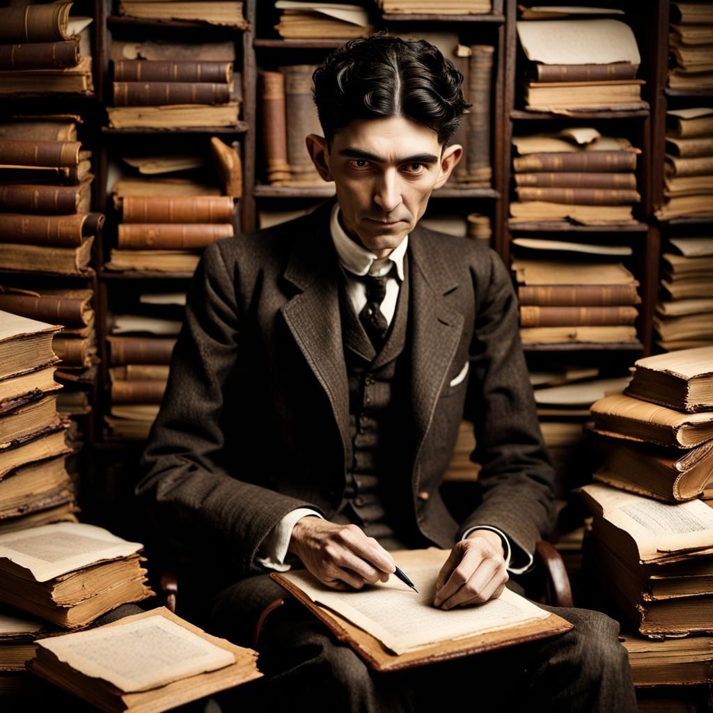 Brooding Portrait of Franz Kafka in Digital Art