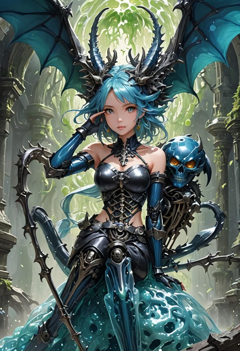 Chimera Girl with Metal Skeleton and Slime Body