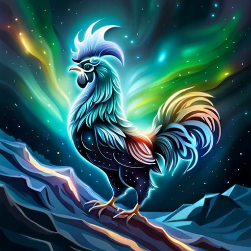 Galactic Rooster Constellation: Digital Illustration