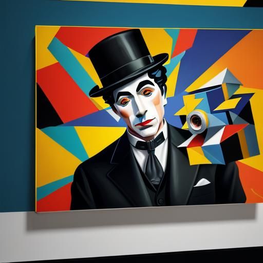 Charlie Chaplin in Cubist Art Deco Style