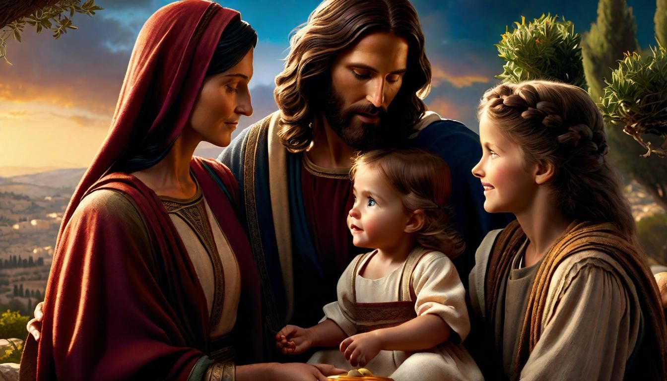 Jesus Teaching Mother and Child: Matte Painting