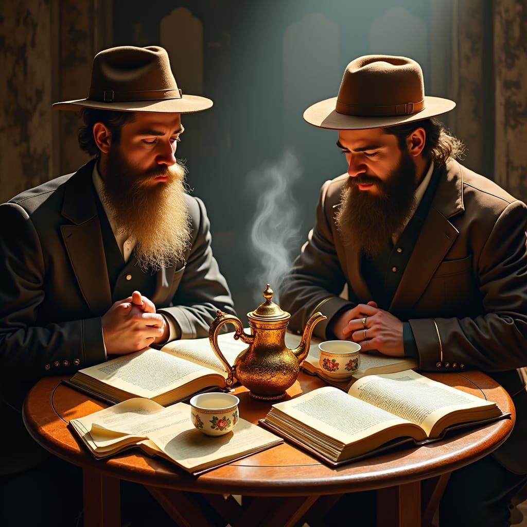 Jewish Scholars Studying by Candlelight, Medieval Style