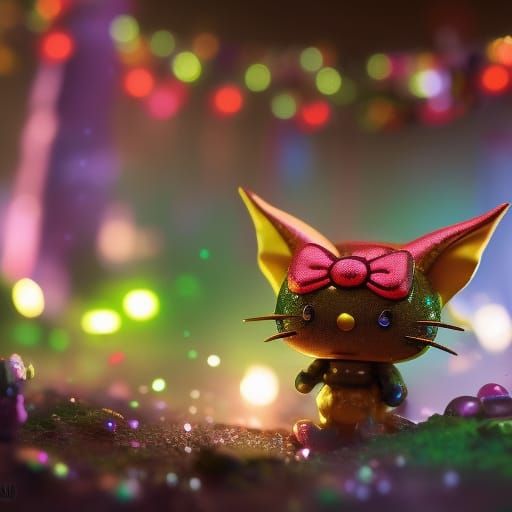Glitter Goblin Hello Kitty in Dark Fantasy Art