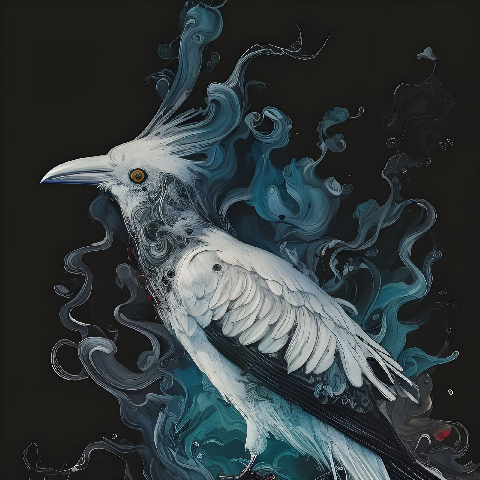 Crow and Dove Portrait in Fluid Gouache Style