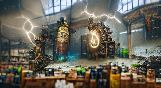 Steampunk Portal Machine in a Gritty Workshop
