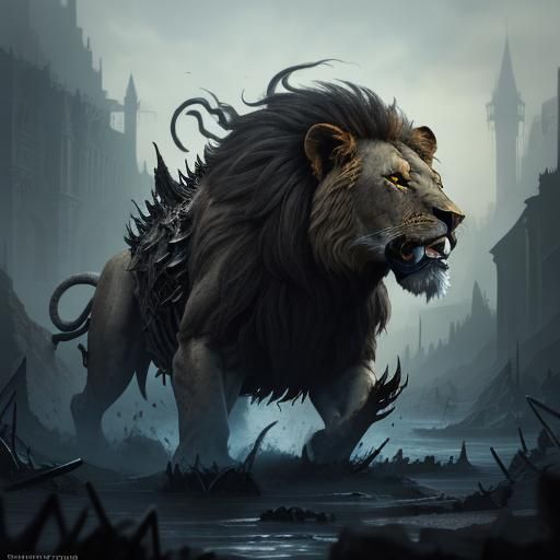 The Lion of Desolation: Detailed Fantasy Art
