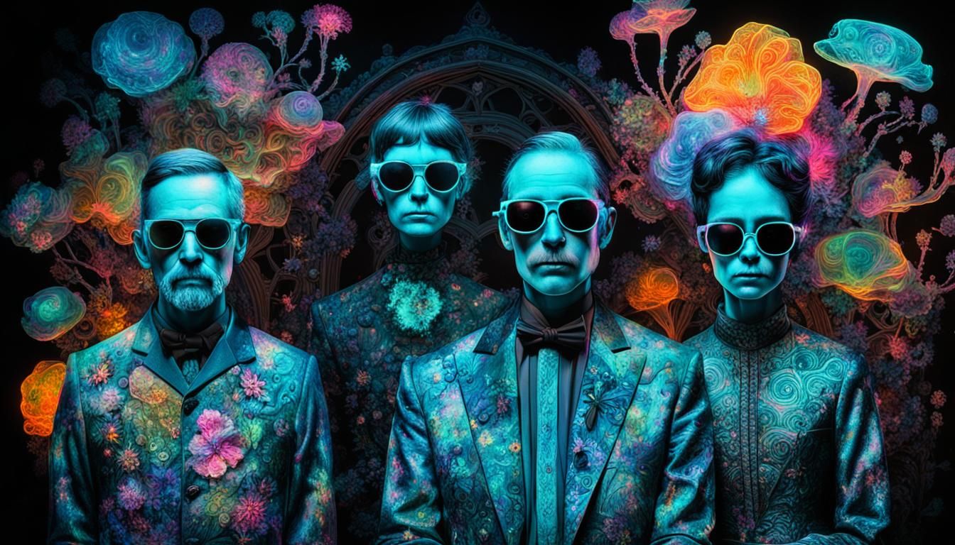 Fluorescent Ghost Family Portrait with Victorian Flair