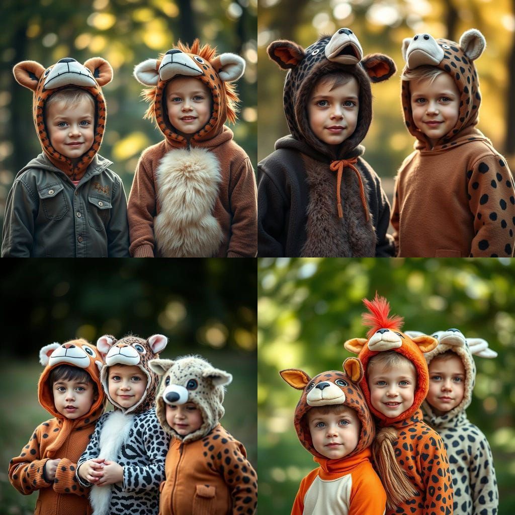 Boys in Wild Animal Disguises