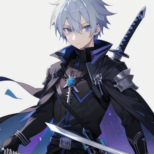 Anime Boy with Sword in Manga Key Visual Style