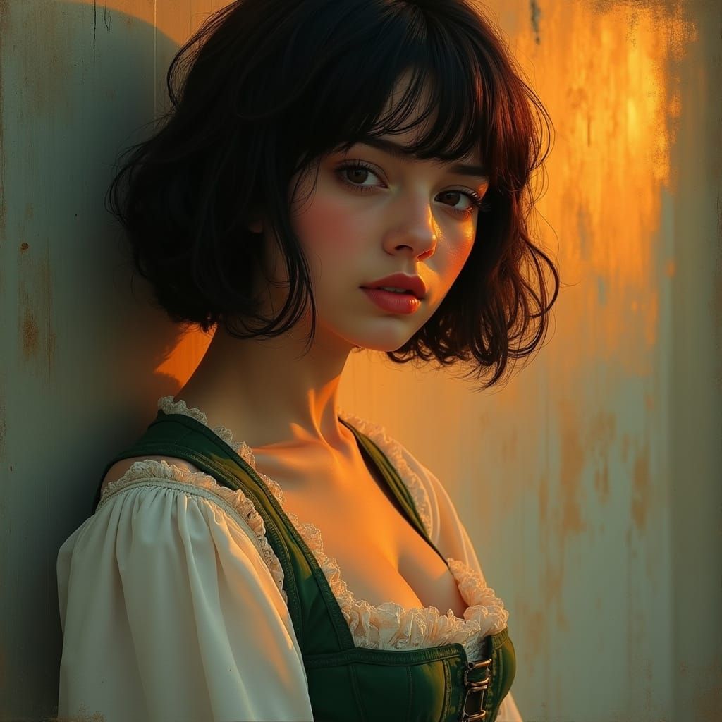 Romantic Portrait in Golden Age Illustration Style