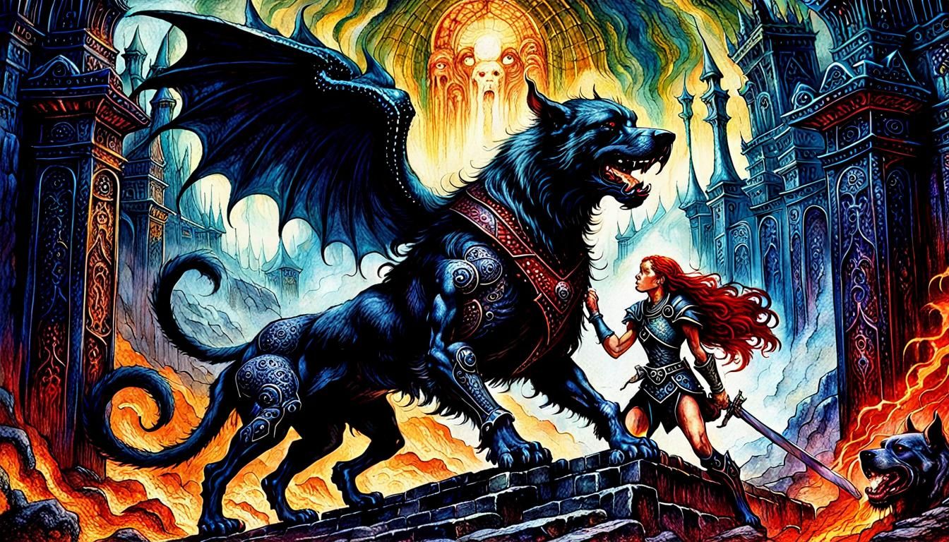 Macabre Valkyrie and Hellhound at Hell's Gate