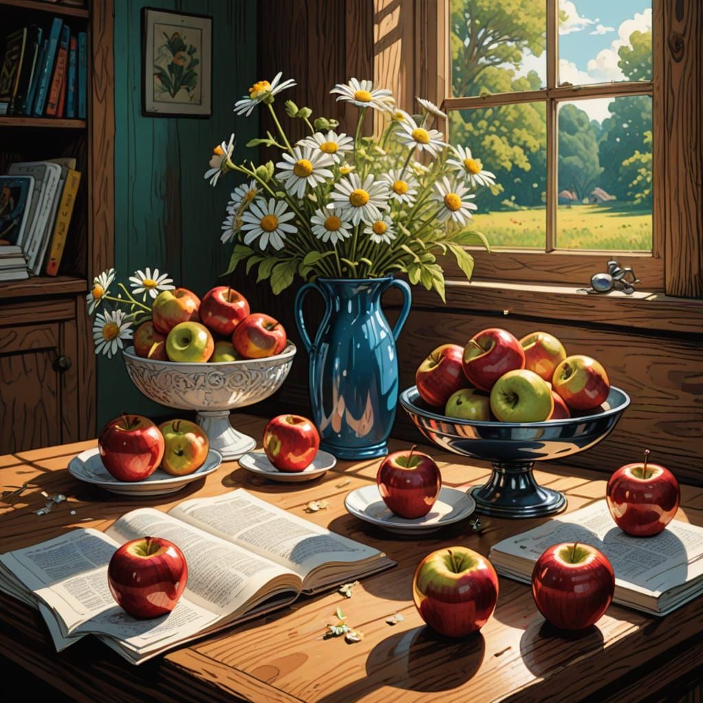 Sweet Apples and Chamomile in Comic Book Style