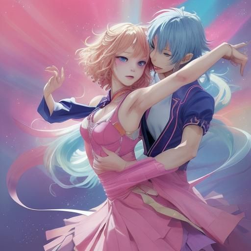 Anime Dance Scene in Japanese Manga Style