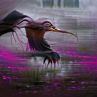 Sinister Purple Heron, Greg Rutkowski Style