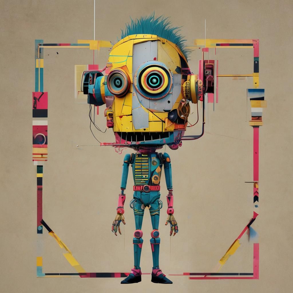 Cyberpunk Puppet in Pop Art Style