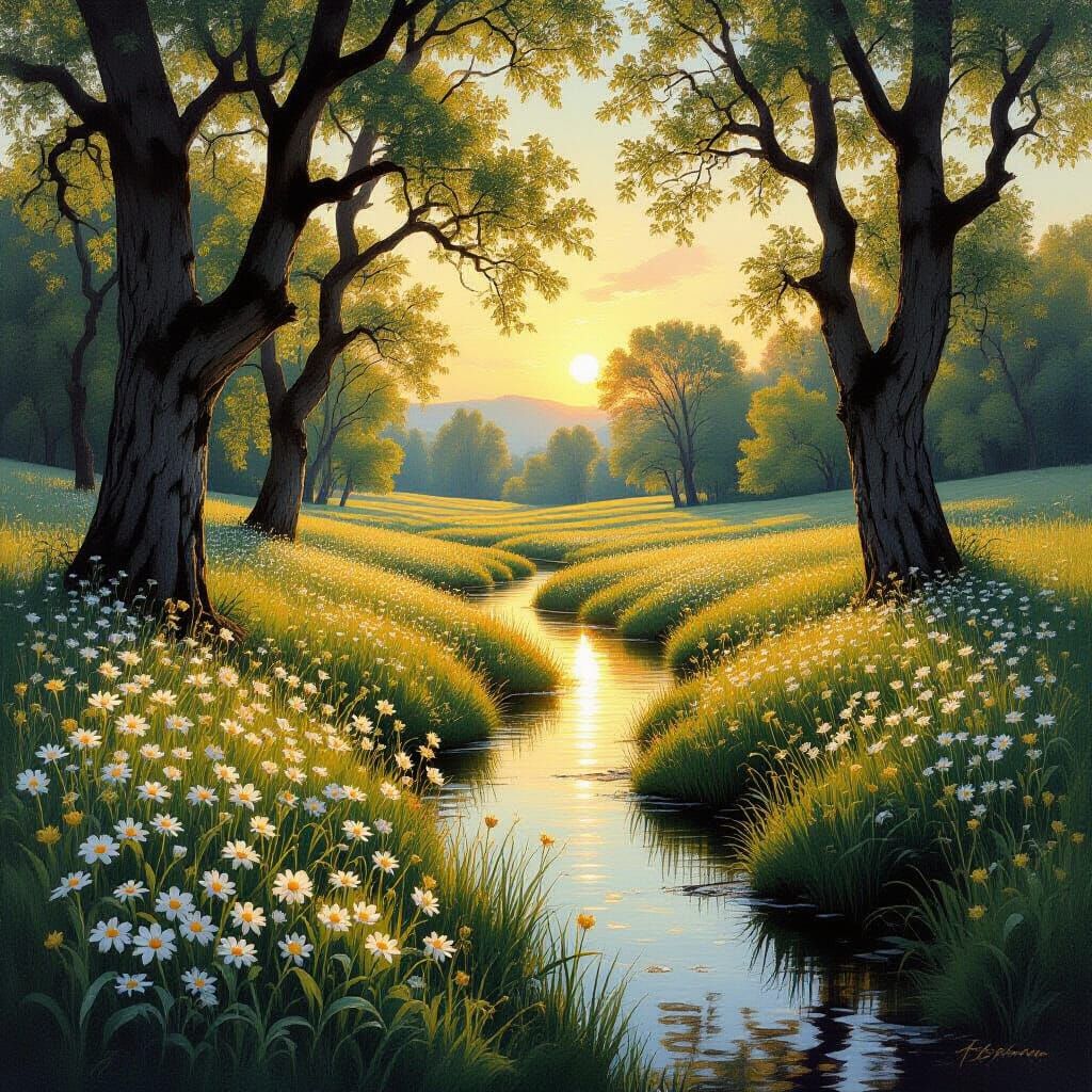 Dawn Meadow in Hudson River School Style