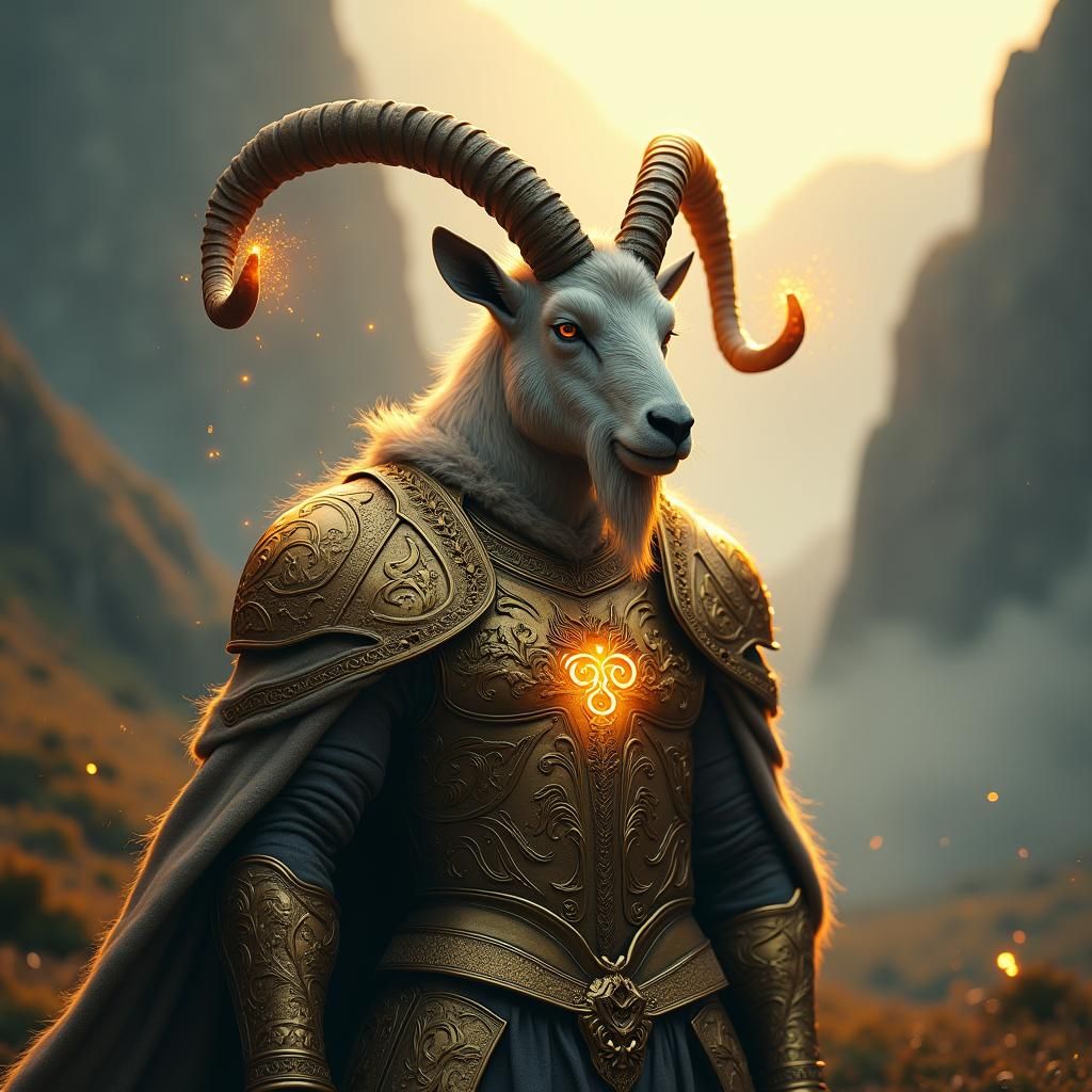 Majestic Goat-Messi Hybrid in Golden Light