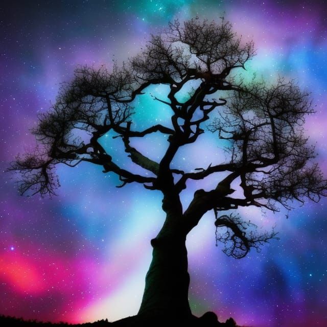 Cosmic Tree in Professional Photography Style