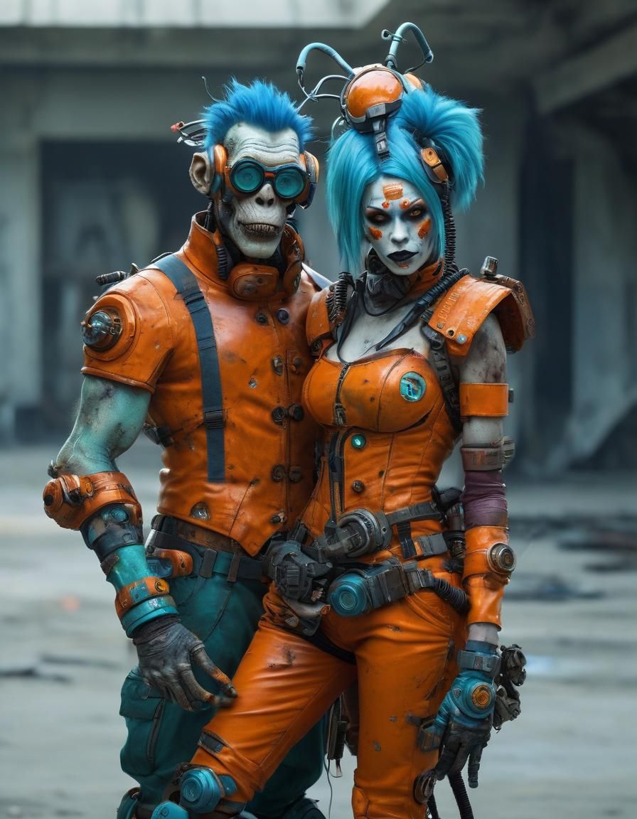 Cyberpunk Zombie Monkey Clowns in Dystopian Landfill