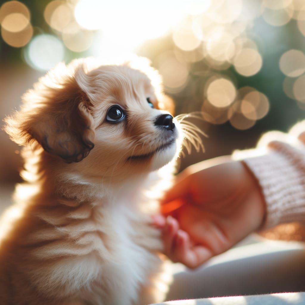 Endearing Puppy Looking Up: High-Resolution Bokeh
