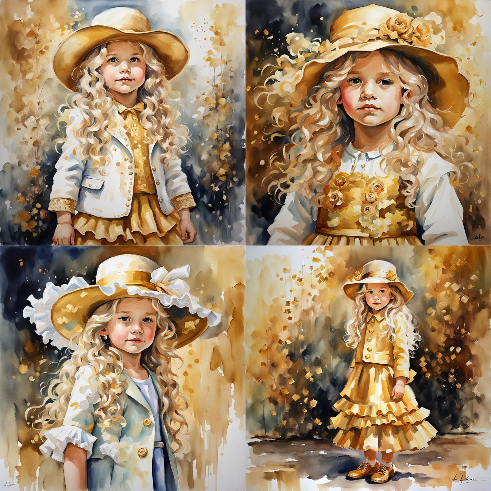Girl in Gold: An Oil and Watercolor Portrait