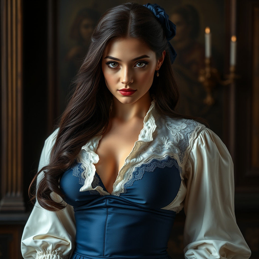 Regal Brunette Princess in Dramatic Lighting