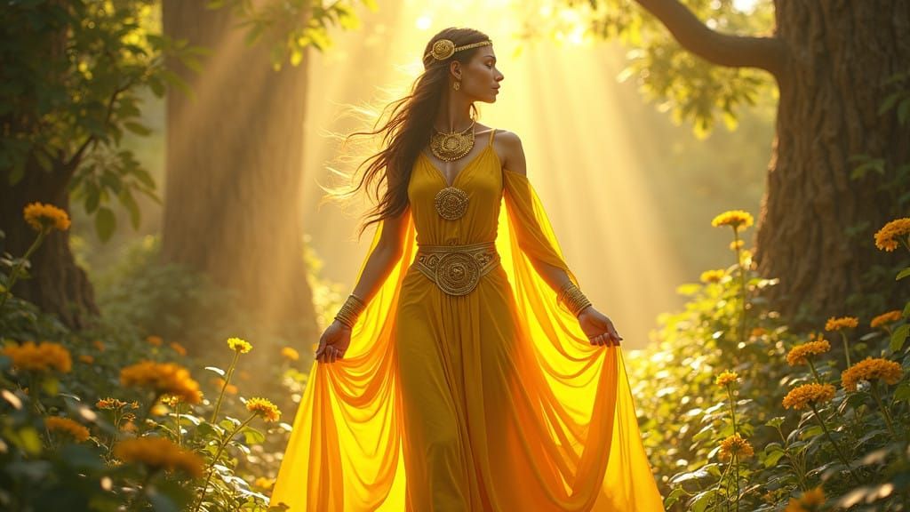 Empowered Cosmic Warrior Embodies Balanced Creative Force