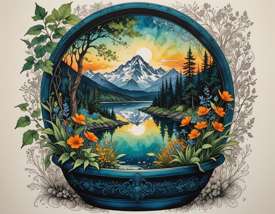 Whimsical Forest Oases in Modern European Ink Style