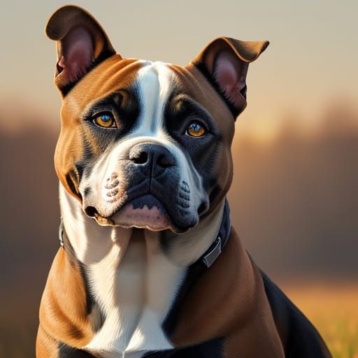 American Terrier Portrait in Oil Painting Style