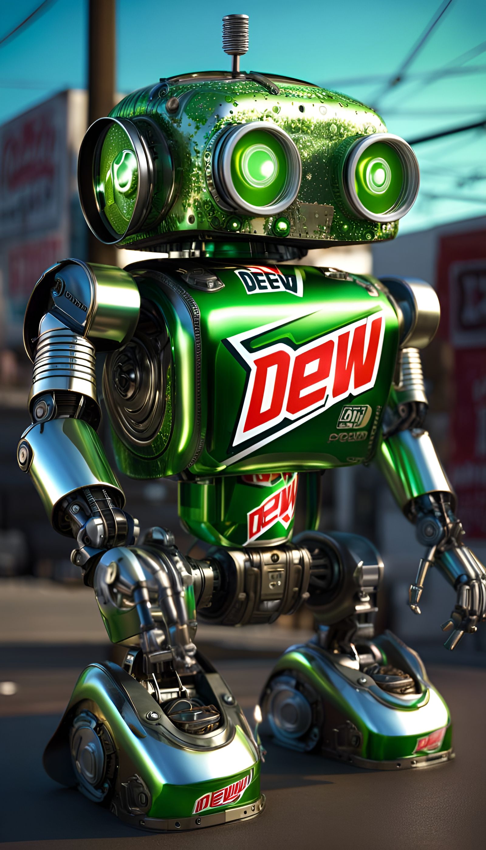 Soda Can Robot in Post-Apocalyptic City