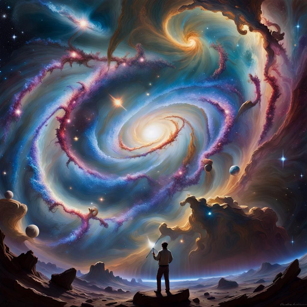 Celestial Painter Creates Galaxies in Cosmic Masterpiece