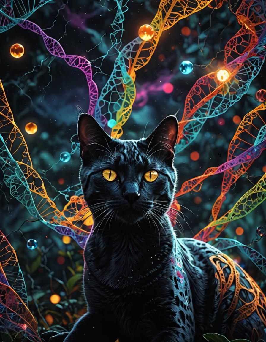 Psychedelic Dreamscape: Women, Cats, and DNA in 8K