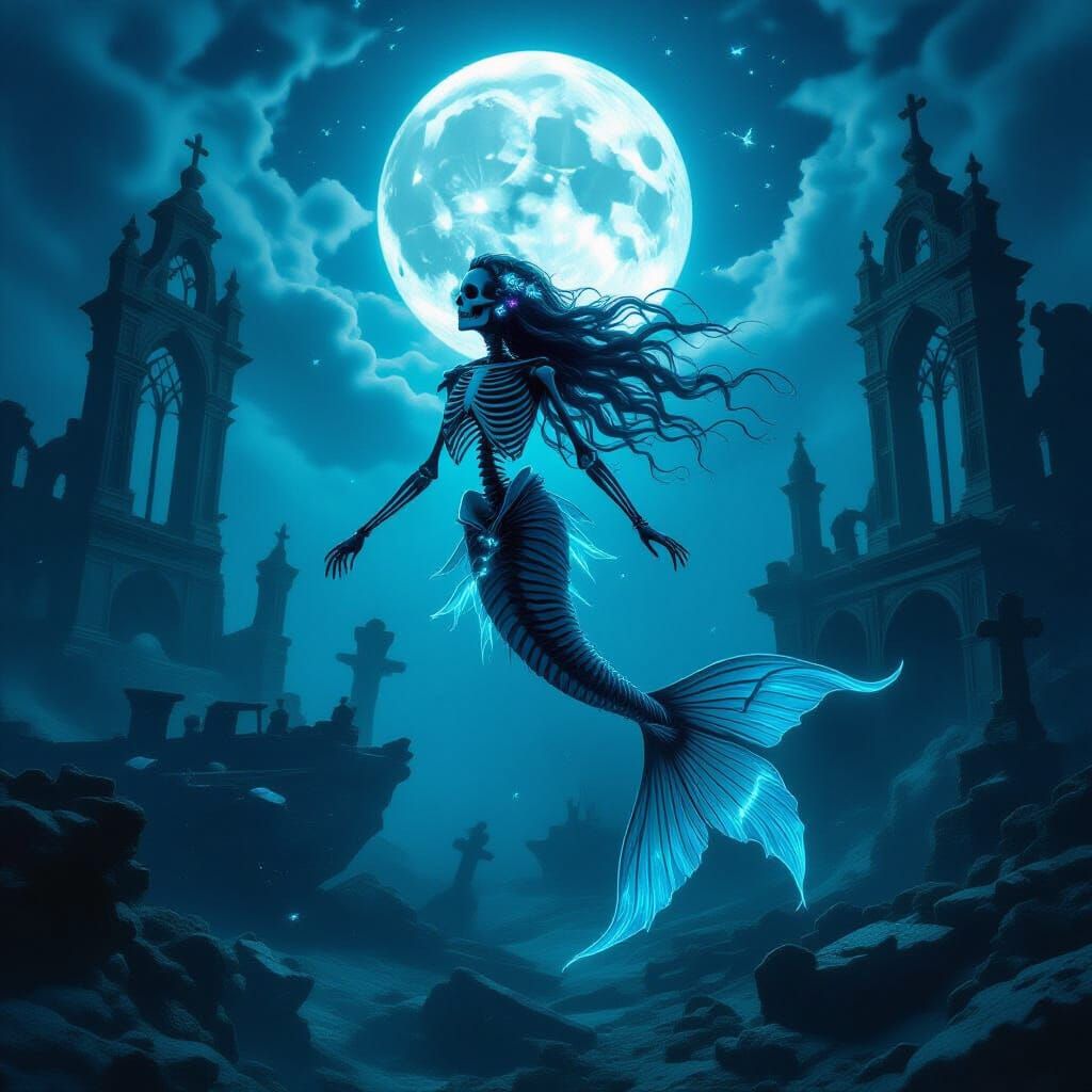 Gothic Mermaid in Shipwreck Graveyard