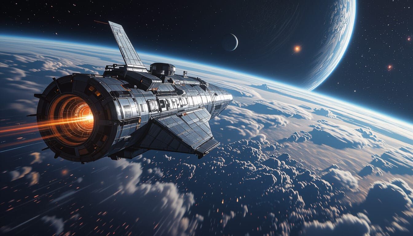 Hyperrealistic Interstellar Spacecraft Navigating the Cosmos