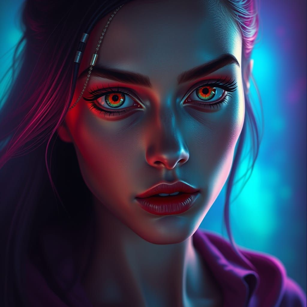 Mysterious Woman Radiates Otherworldly Energy in Dark Fantas...