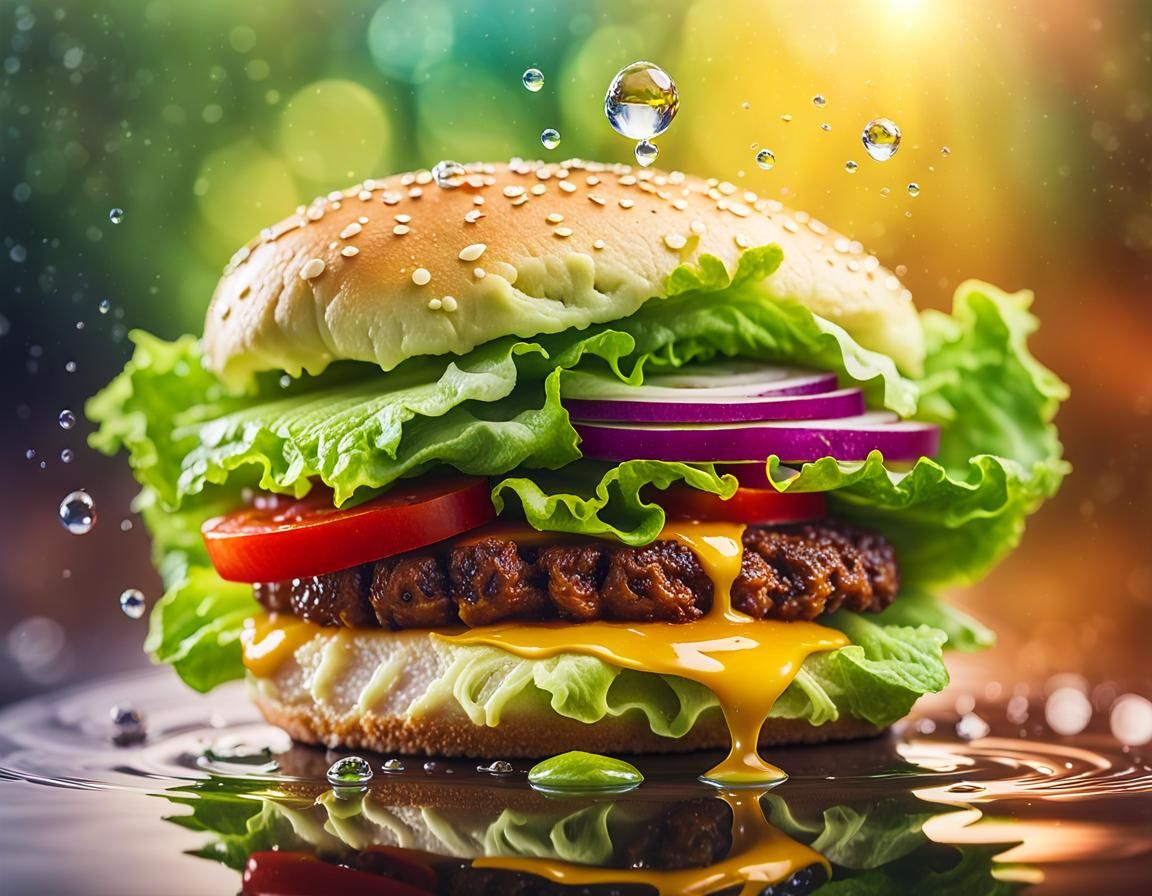 Hyperrealistic Burger Splash Art