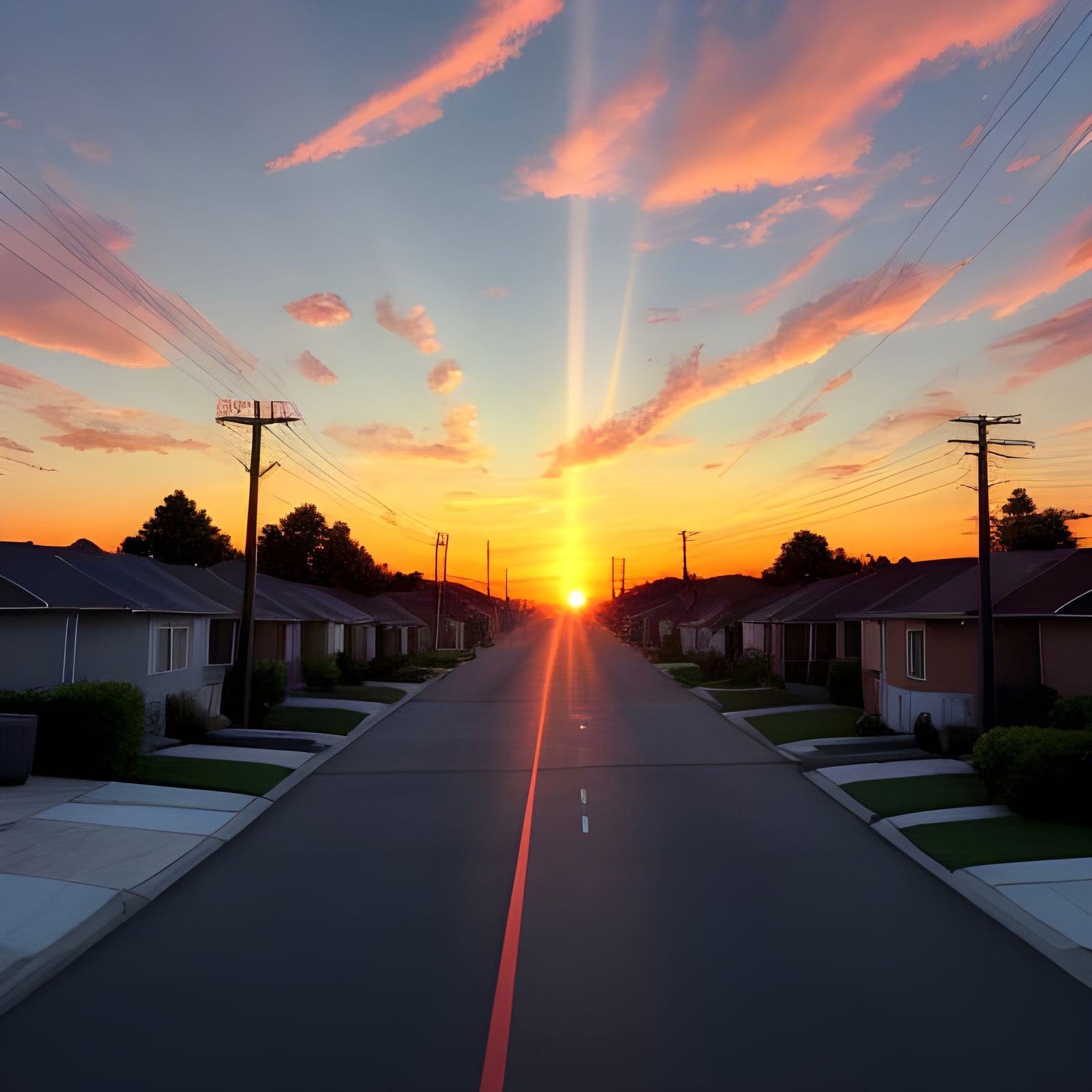 Spectacular Sunset Over a Serene Neighborhood in Vibrant 8K...
