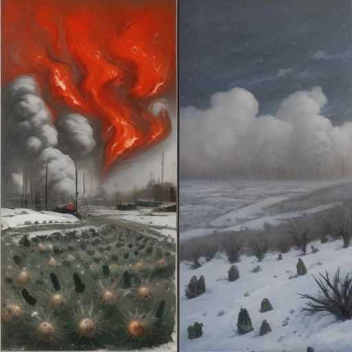 Tanks in Snow: Expressionist Vision of Life and Death