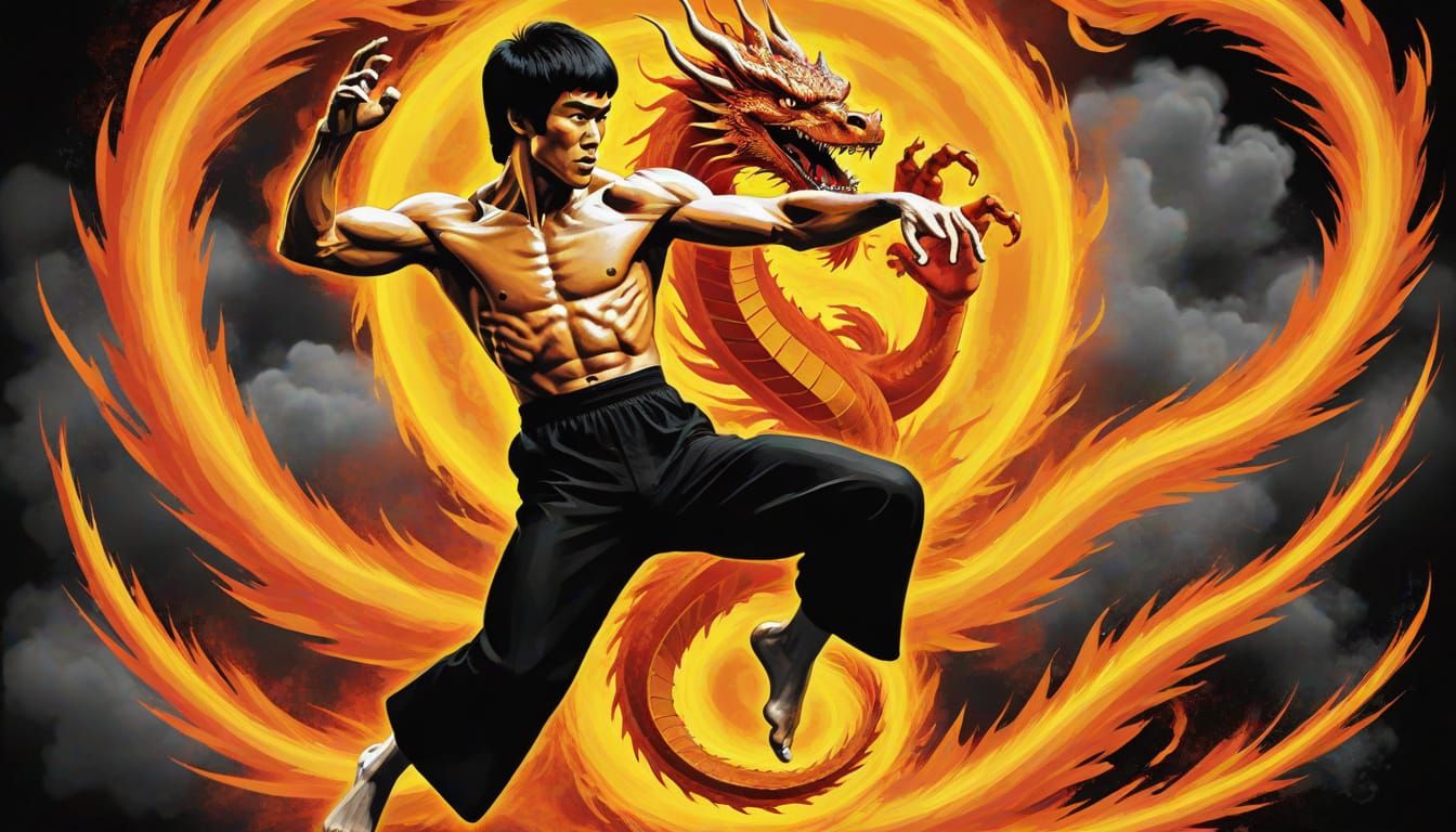 Bruce Lee Mid-Air High Kick in Hurricane