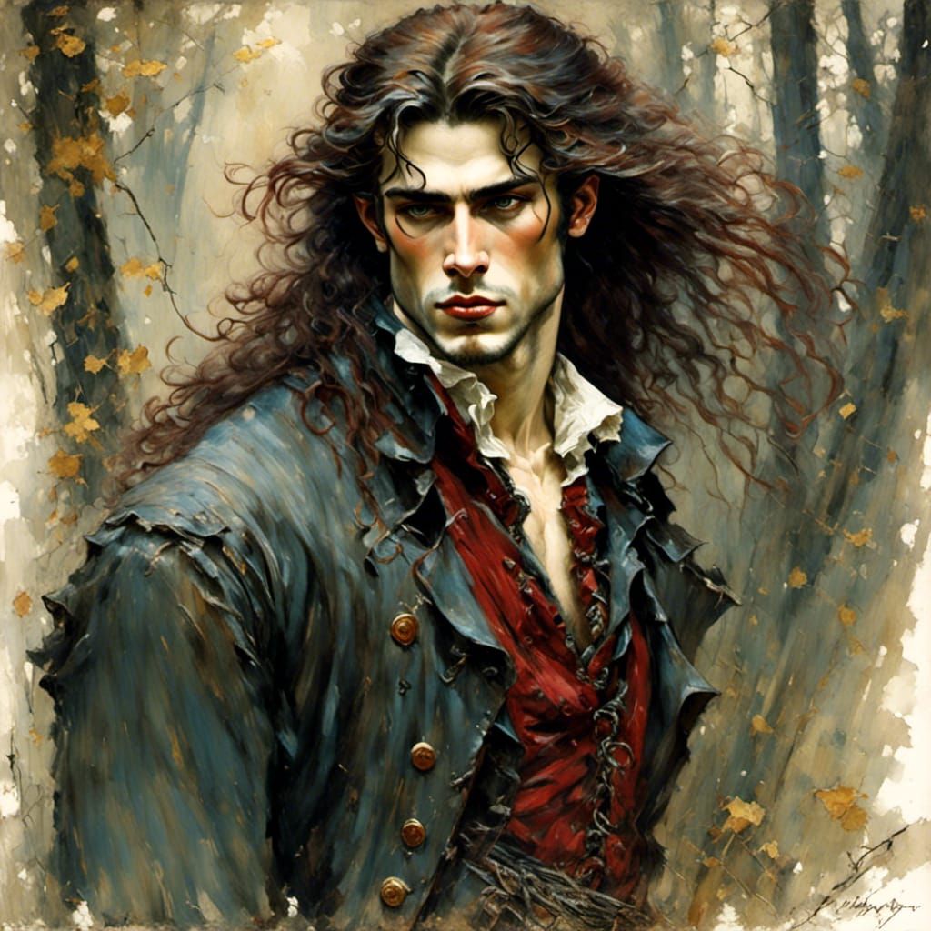 Fairytale Hero in Dark Forest, Luis Royo Style