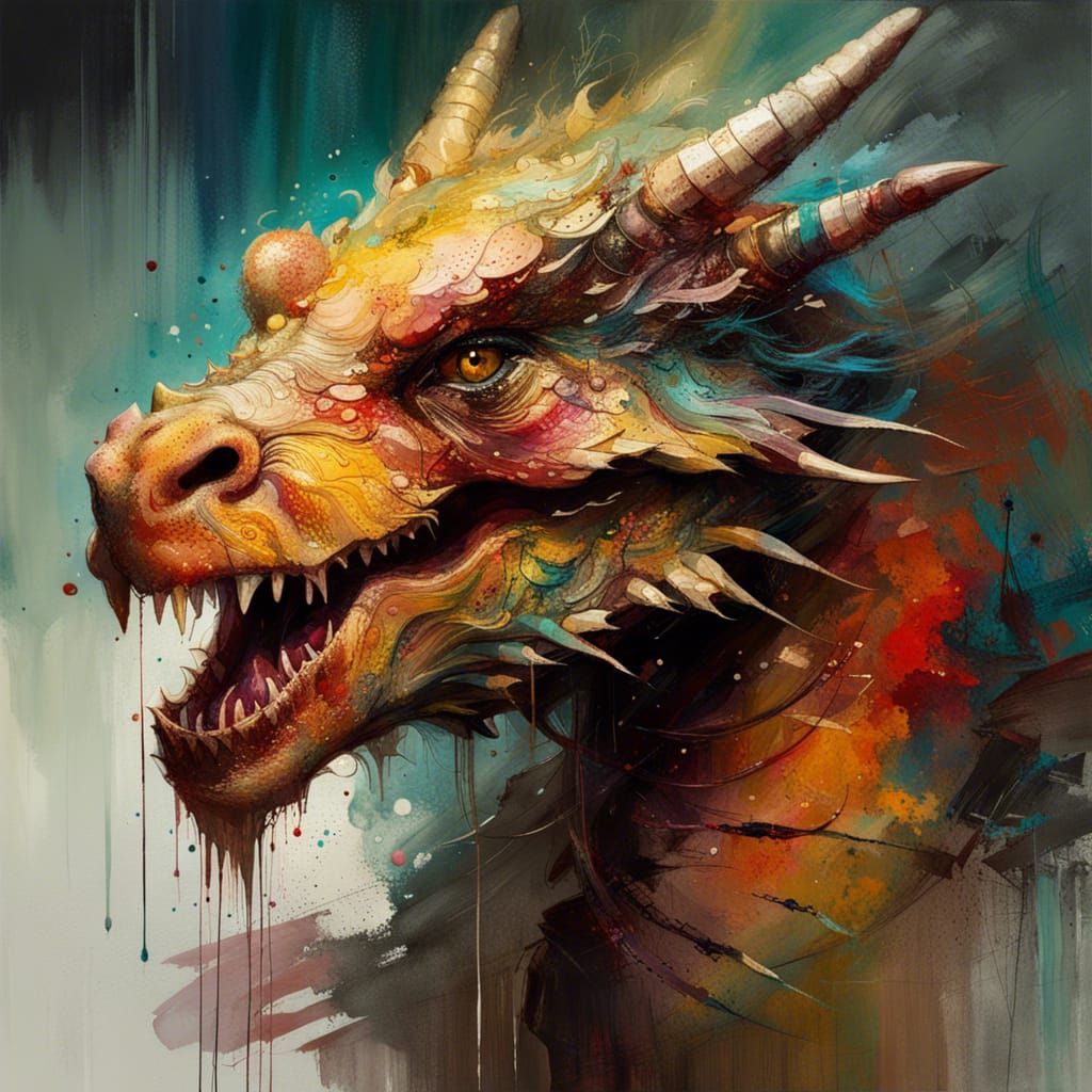 Majestic Dragon in Expressive Fine Art Style